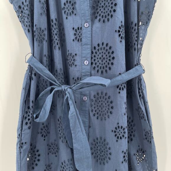 NEW MICHAEL STARS Dress Size Small Bernadette Navy Eyelet Cotton Shirtdress NWOT - Picture 10 of 16